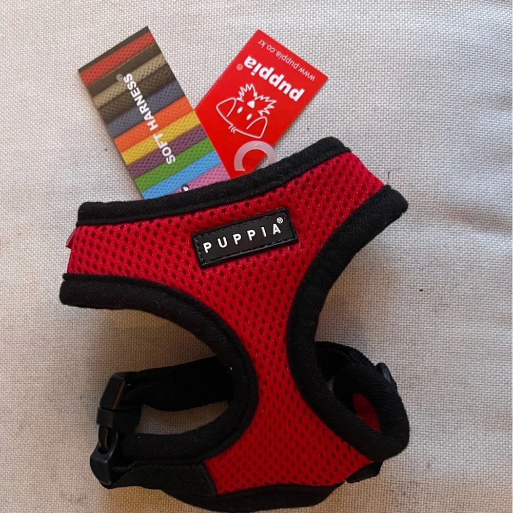 🆕Puppia Soft Adjustable Over-the-Head Red Mesh Dog Harness | Size XS
